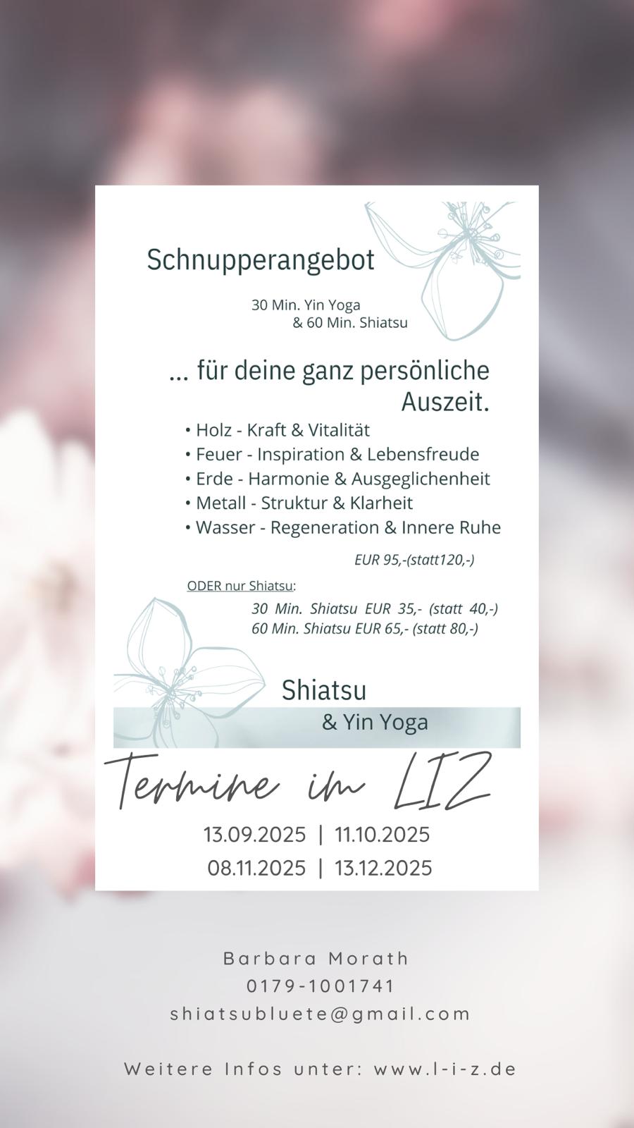 Yin Yoga & Shiatsu (Schnupperangebot)